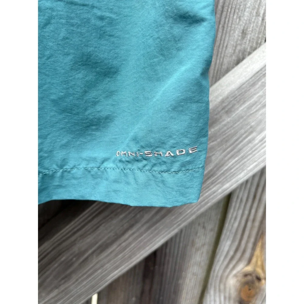 Columbia‎ Mens XL Teal Green Omni-Shade Hiking Shorts Belted Nylon AM4891